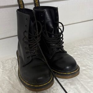 Dr. Martens Black Combat Boots with Yellow Stitching